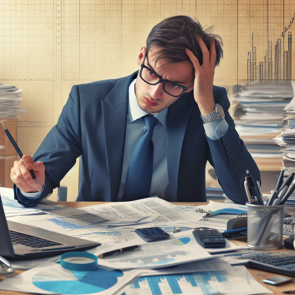 Man looking at paperwork thinking of questions to ask his financial advisor.