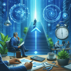 Financial advisor looking at his surroundings to determine best route for his client