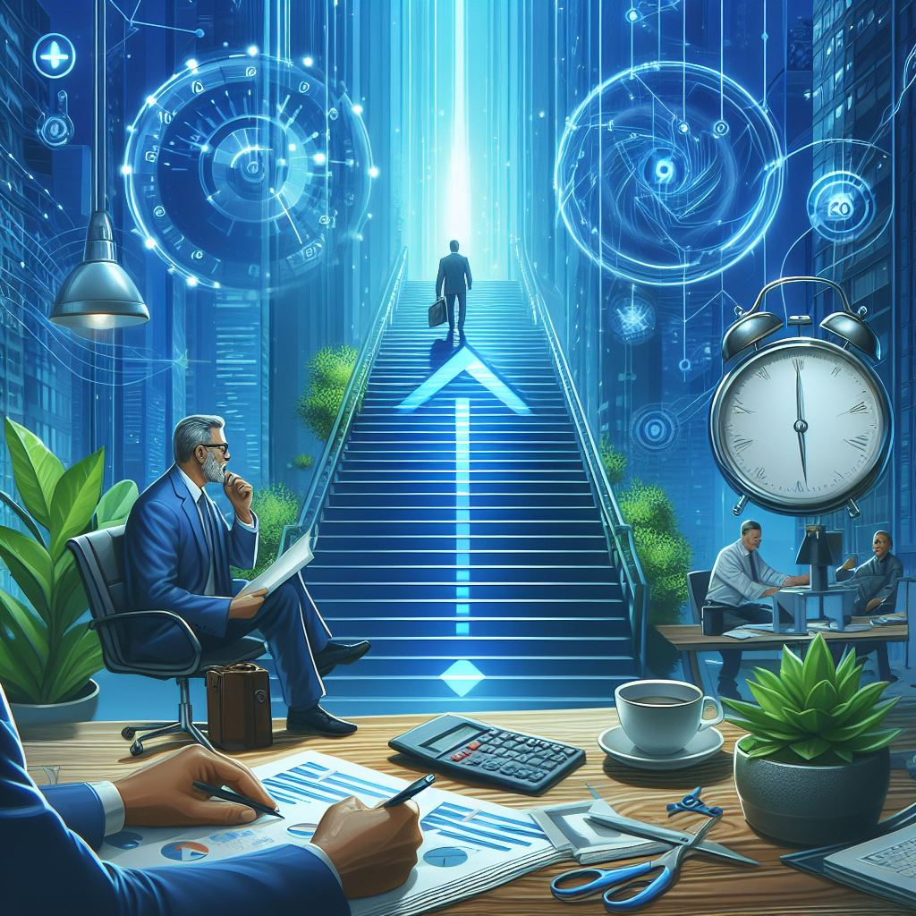 Financial advisor looking at his surroundings to determine best route for his client