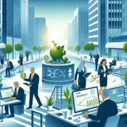 Business people walking around a city