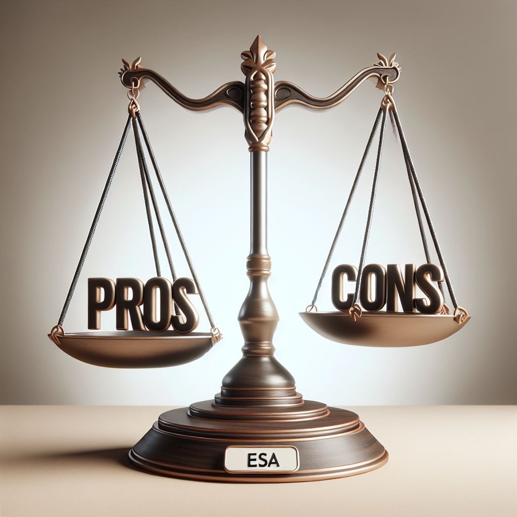 scale with the words Pros on the left and Cons on the right.