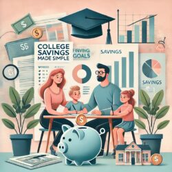 Husband and wife sitting at table with children planning for college savings