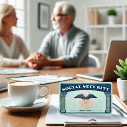 Man and woman holding hands reviewing Social Security topics
