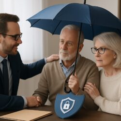 Elder man and woman with a financial advisor.