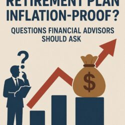 Man with a question mark over his head with a chart and arrow point up and to the right.